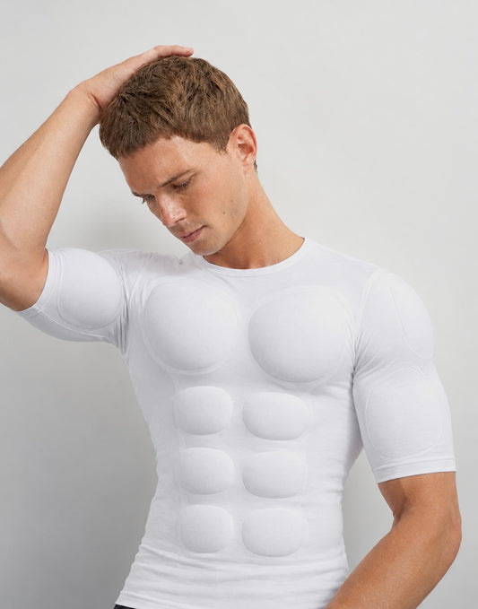 WHITE 3D MUSCLE SHIRT
