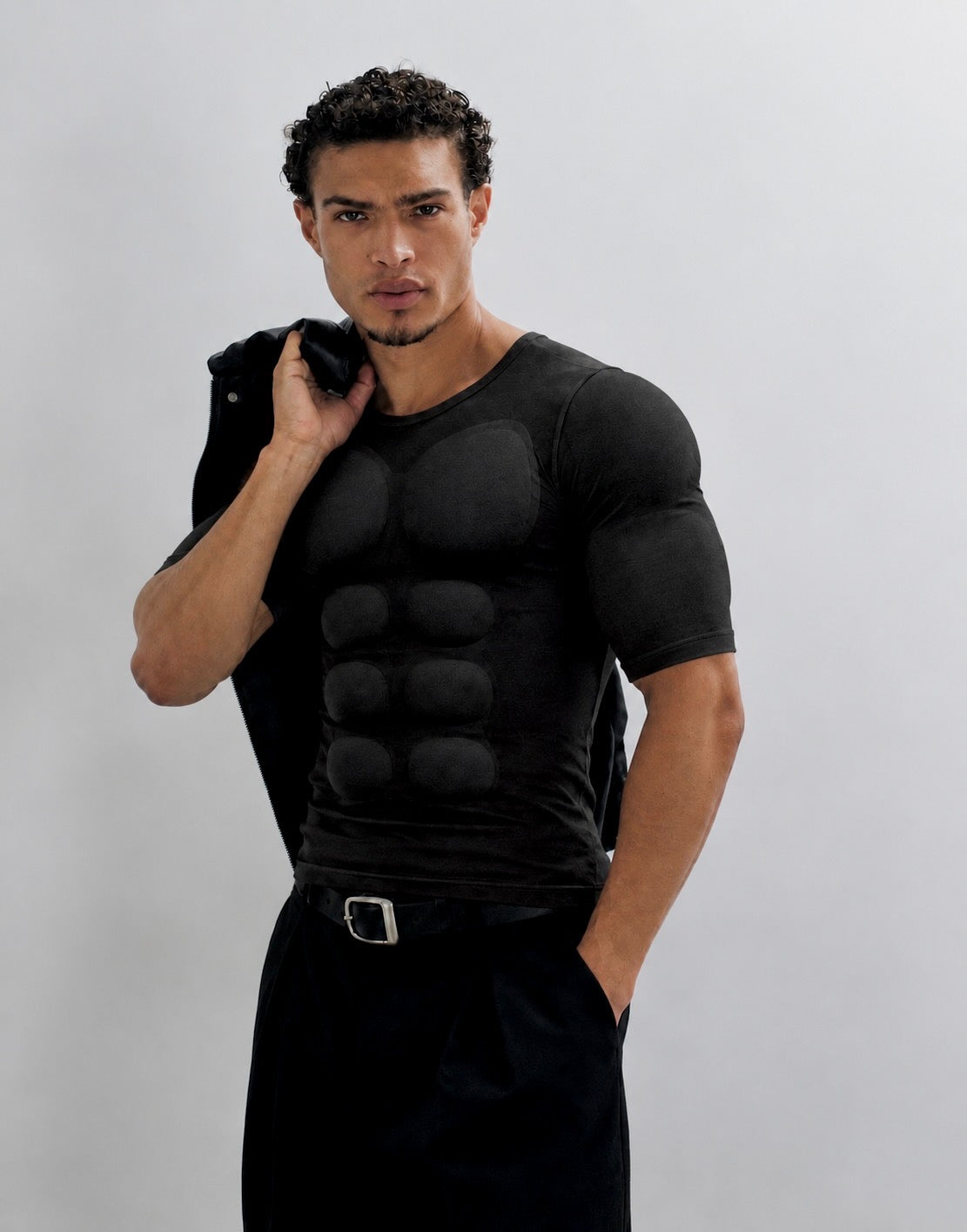 BLACK 3D MUSCLE SHIRT