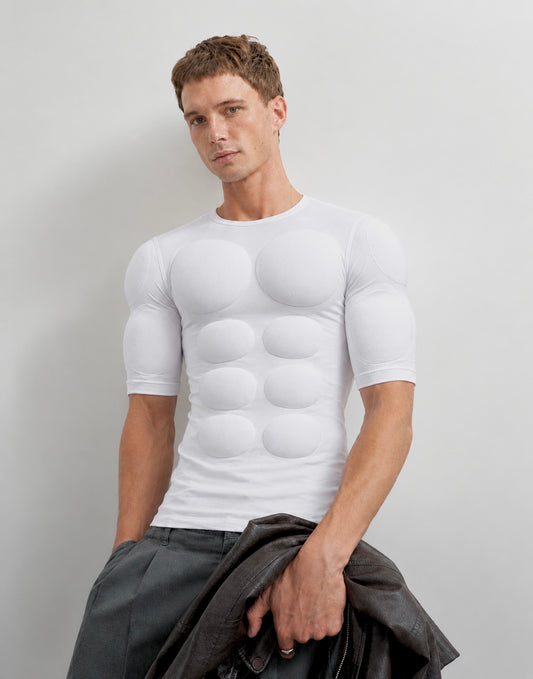 WHITE 3D MUSCLE SHIRT